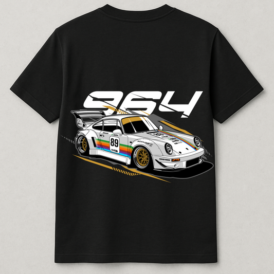 White Classic Ride – Graphic Car Back Print Tee